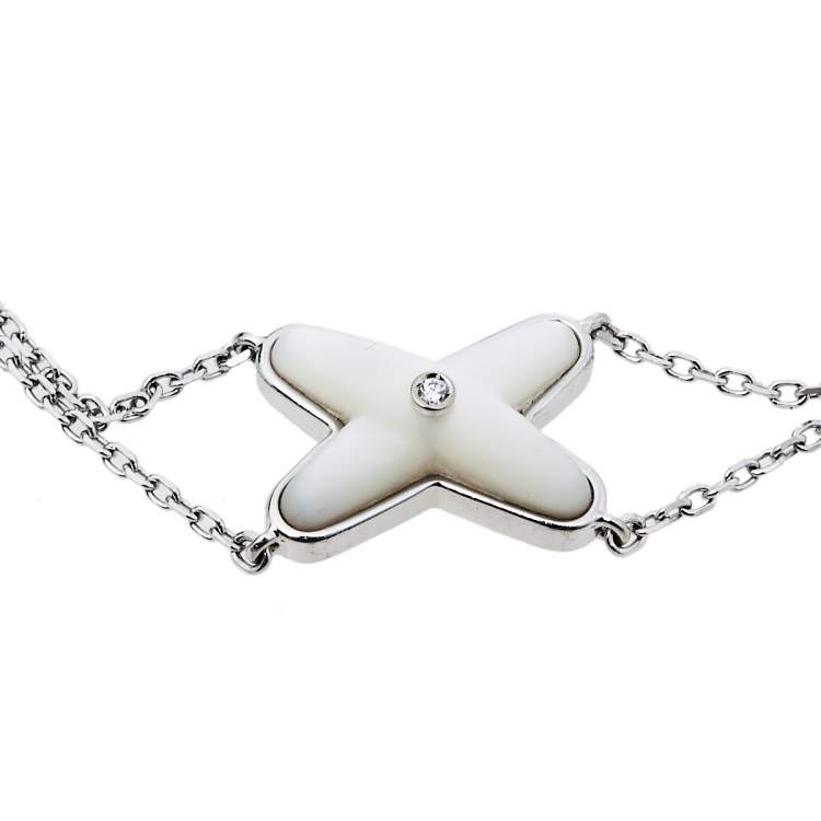 Pre Owned Chaumet Jeux de Liens Diamond Mother of Pearl  18k White Gold Bracelet