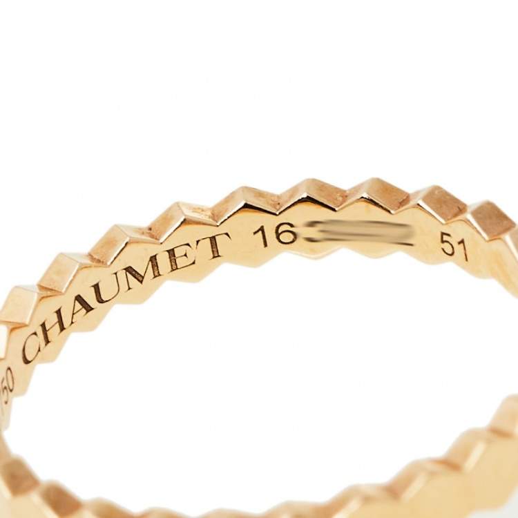 Pre Owned Chaumet Bee My Love Textured 18K Rose Gold Ring Size 51