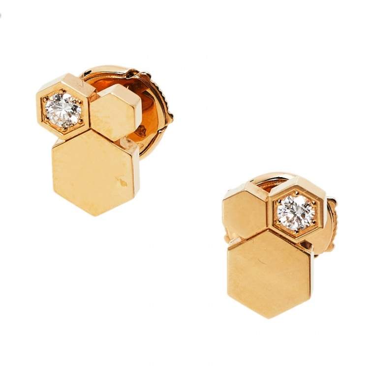 Pre Owned Chaumet Bee My Love Diamond 18k Rose Gold Stud Earrings