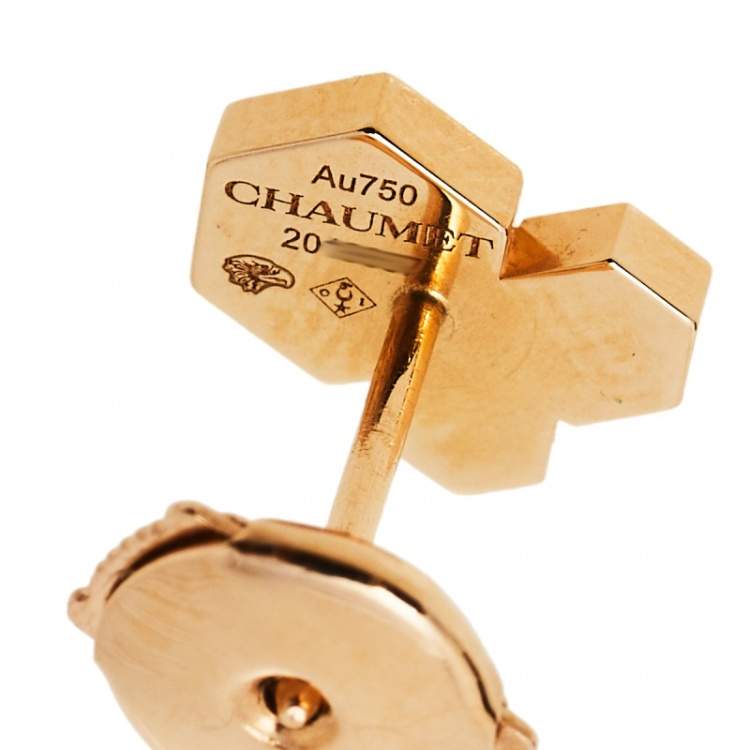 Pre Owned Chaumet Bee My Love Diamond 18k Rose Gold Stud Earrings
