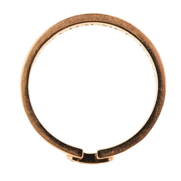 Pre Owned Chaumet Liens Évidence 18K Rose Gold & Diamond Green Inlay Wedding Band Ring Size EU 50