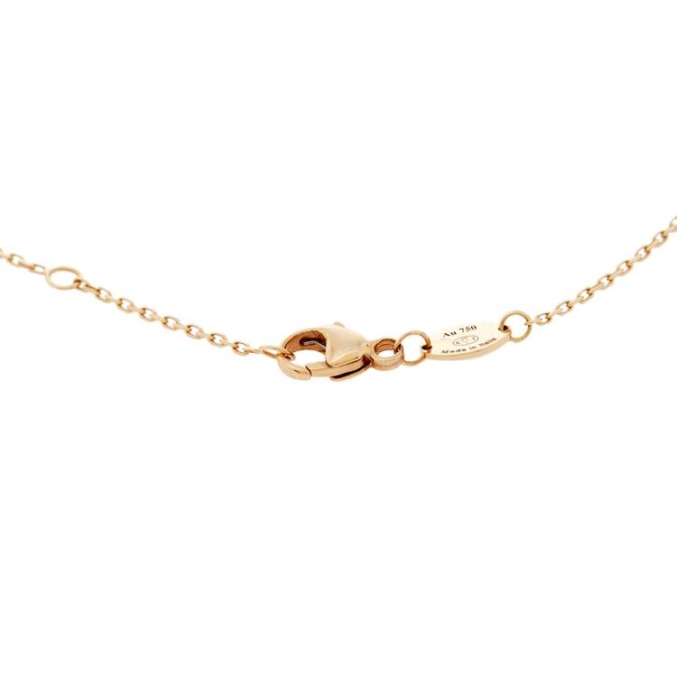Pre Owned Chaumet Jeux De Liens Mother of Pearl Diamond 18K Rose Gold Pendant Necklace