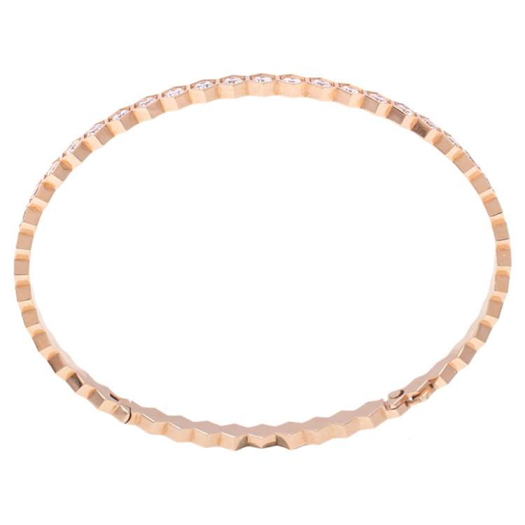 Pre Owned Chaumet Bee My Love Pave Diamond 18K Rose Gold Bangle Bracelet