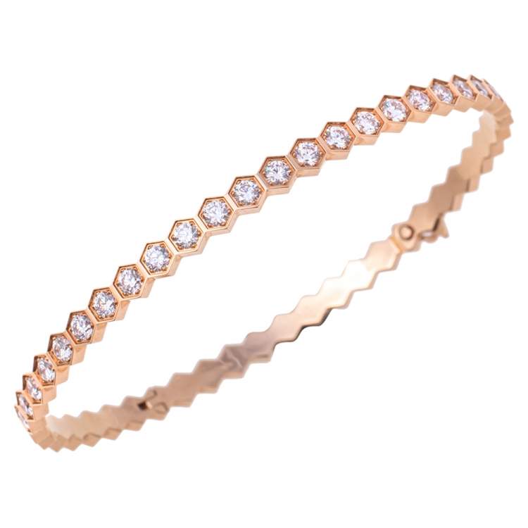 Pre Owned Chaumet Bee My Love Pave Diamond 18K Rose Gold Bangle Bracelet