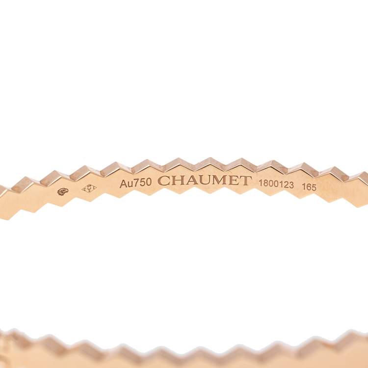 Pre Owned Chaumet Bee My Love Pave Diamond 18K Rose Gold Bangle Bracelet