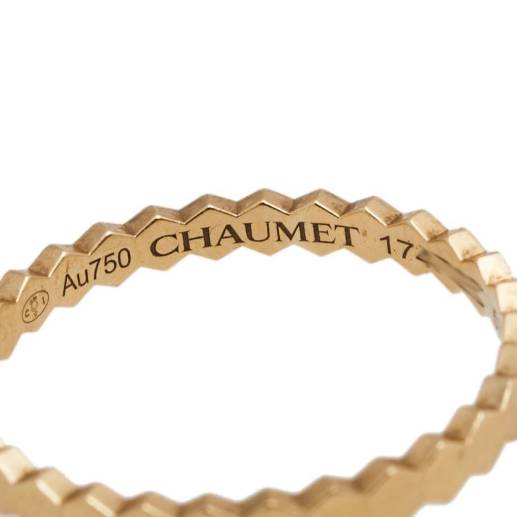 Pre Owned Chaumet Bee My Love 18K Yellow Gold Band Ring Size 57