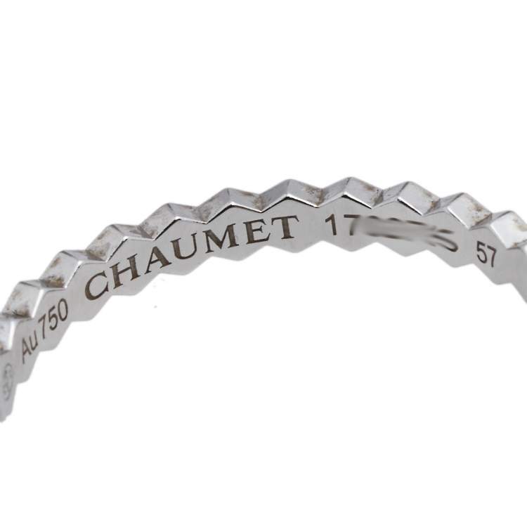 Pre Owned Chaumet Bee My Love 18K White Gold Band Ring Size 57