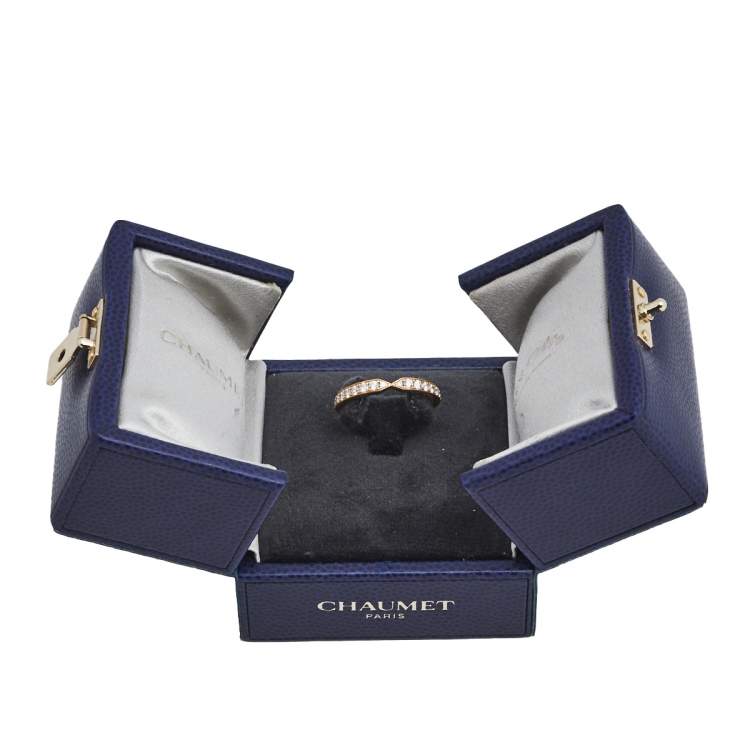 مملوكة مسبقًا Chaumet Triomphe de Chaumet  Diamond 18K Rose Gold Wedding Band Ring Size 50