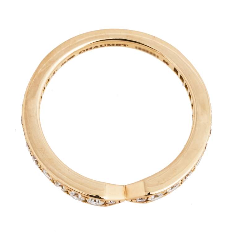 مملوكة مسبقًا Chaumet Triomphe de Chaumet  Diamond 18K Rose Gold Wedding Band Ring Size 50