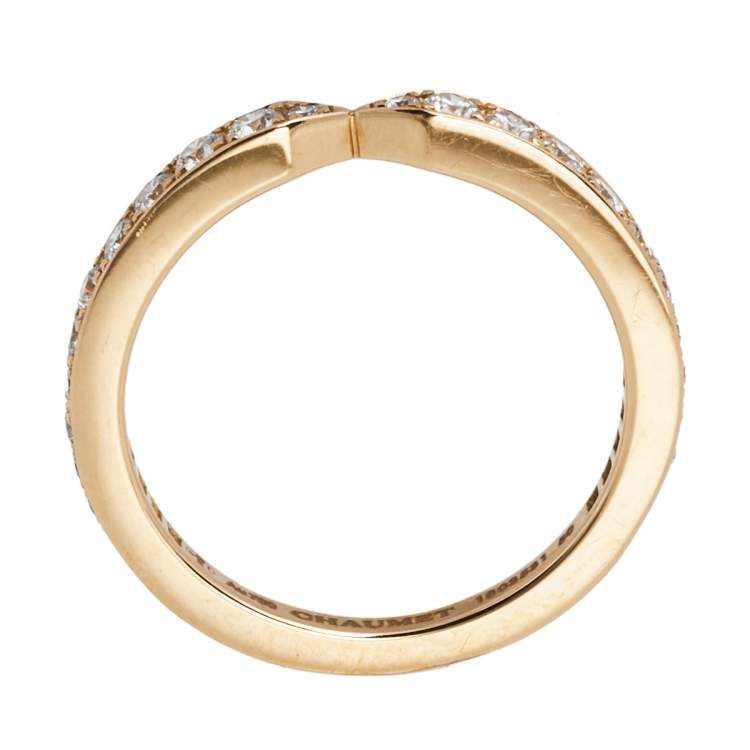 مملوكة مسبقًا Chaumet Triomphe de Chaumet  Diamond 18K Rose Gold Wedding Band Ring Size 50