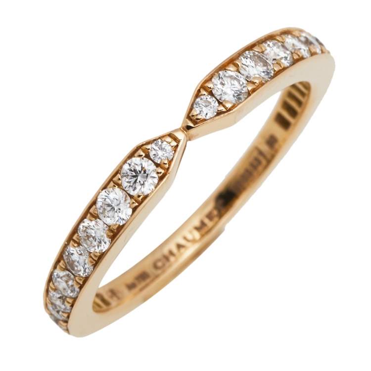مملوكة مسبقًا Chaumet Triomphe de Chaumet  Diamond 18K Rose Gold Wedding Band Ring Size 50