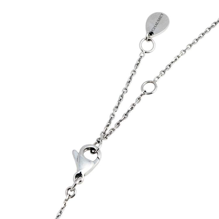 Pre Owned Chaumet Josephine Diamond Pearl 18K White Gold Pendant Necklace