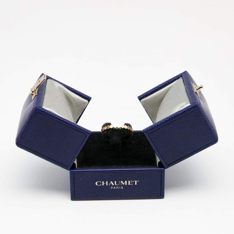 Pre Owned Chaumet Bee My Love Geometric Textured 18K Rose Gold Ring Size 54