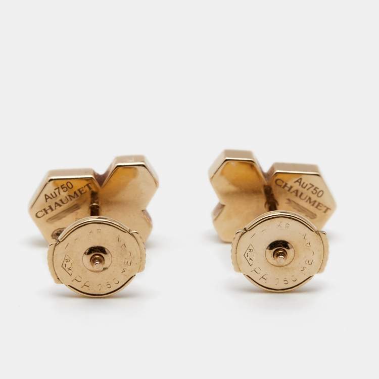 مملوكة مسبقًا Chaumet Bee My Love Diamond 18k Rose Gold Stud Earrings