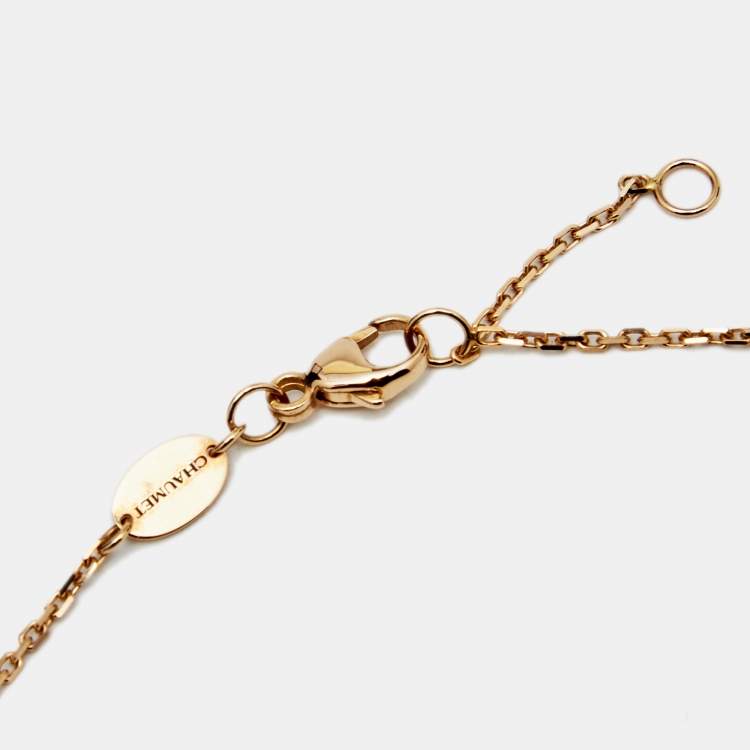 Pre Owned Chaumet Jeux de Liens Harmony Diamond Mother of Pearl 18k Rose Gold Small Model Pendant Necklace