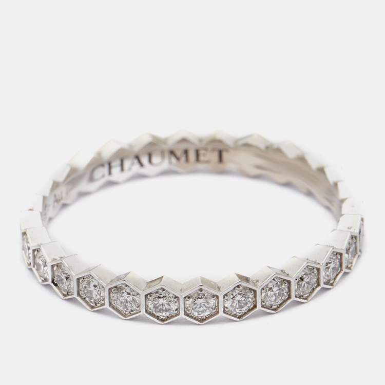 Pre Owned Chaumet Bee My Love Diamond 18k White Gold Ring Size 52