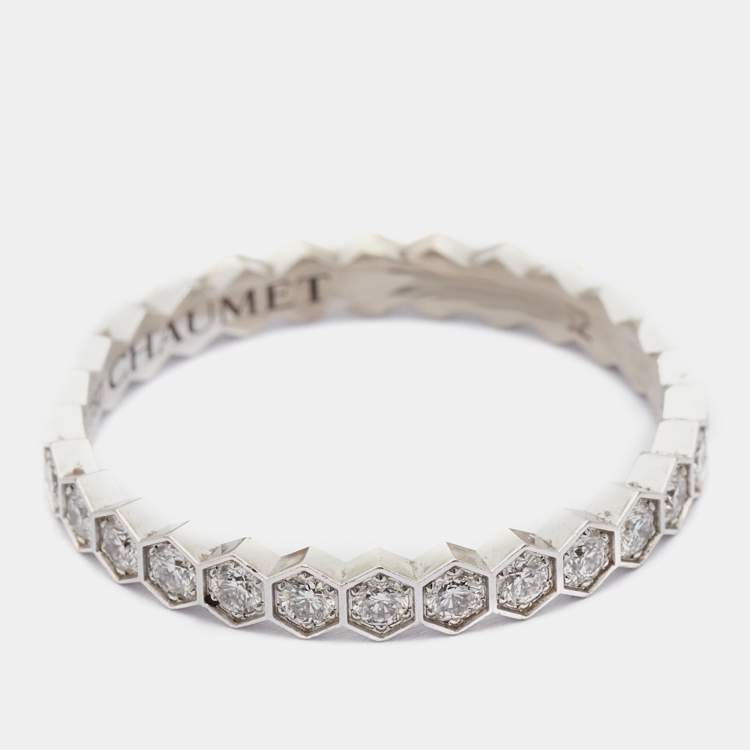 Pre Owned Chaumet Bee My Love Diamond 18k White Gold Ring Size 52
