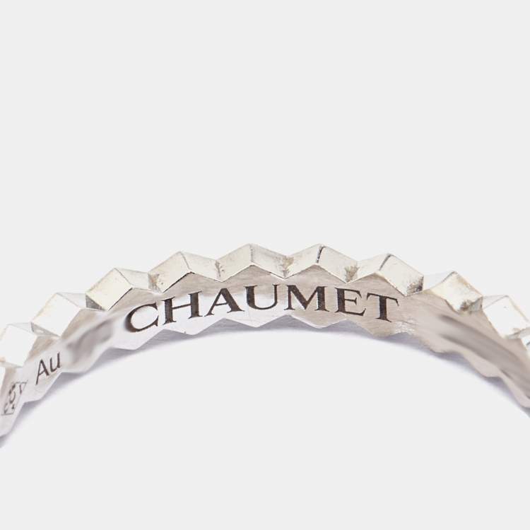Pre Owned Chaumet Bee My Love Diamond 18k White Gold Ring Size 52
