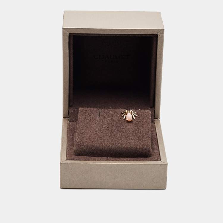 Pre Owned Chaumet Attrape-Moi Spider Diamond Pink Opal 18k Rose Gold Single  Earrings