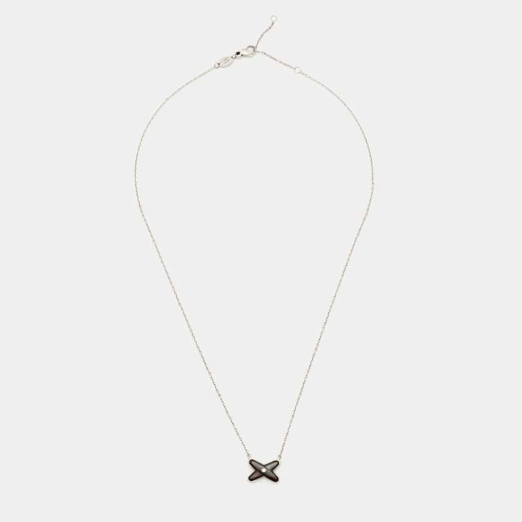 Pre Owned Chaumet Jeux de Liens Grey Mother of Pearl Diamond 18k White Gold Necklace