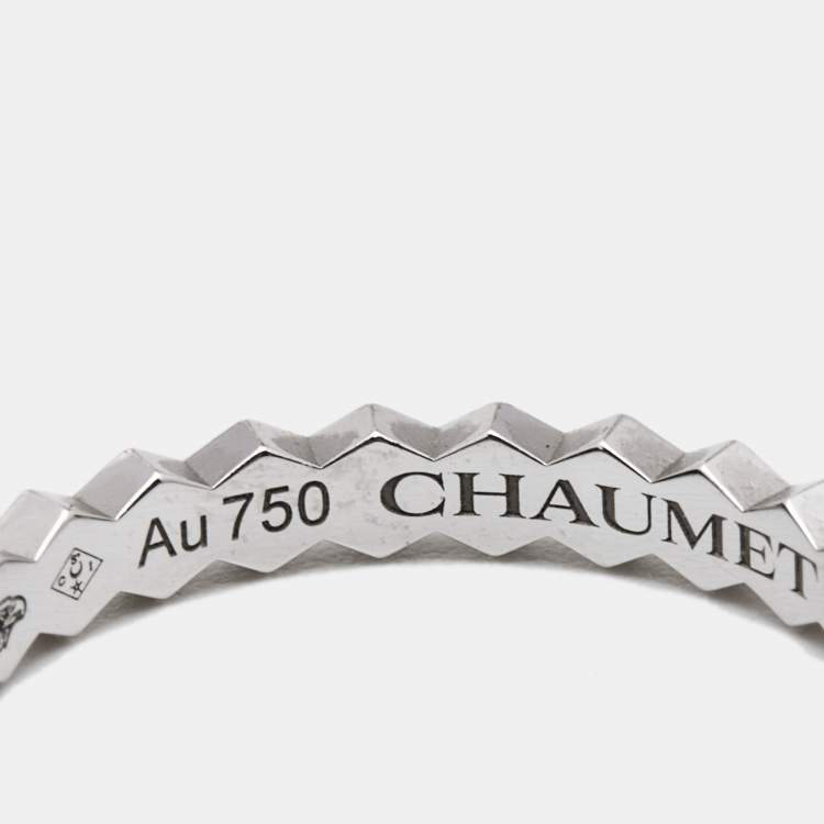 Pre Owned Chaumet Bee My Love Diamond 18k White Gold Band Ring Size 49