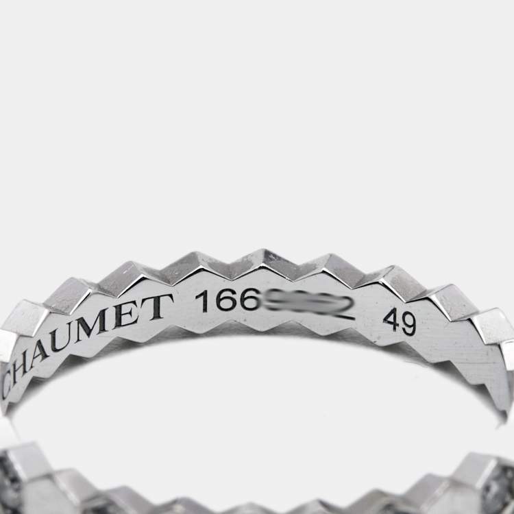 Pre Owned Chaumet Bee My Love Diamond 18k White Gold Band Ring Size 49