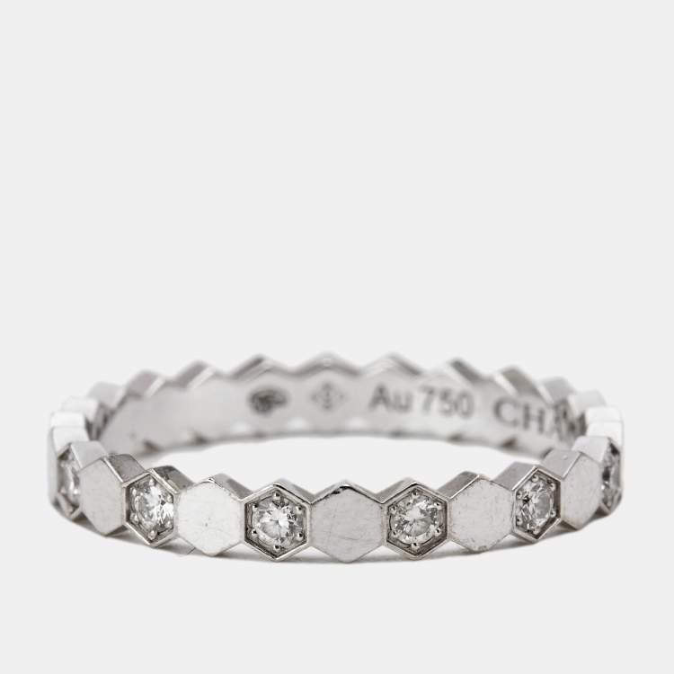 Chaumet Bee My Love Diamond 18k White Gold Band Ring Size 49
