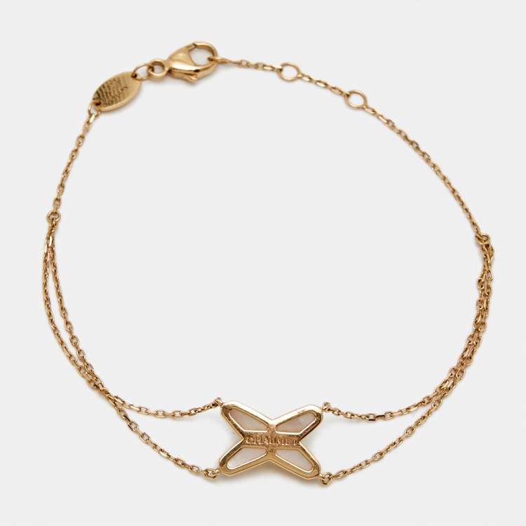 Pre Owned Chaumet Jeux De Liens Mother of Pearl Diamond 18K Rose Gold Bracelet