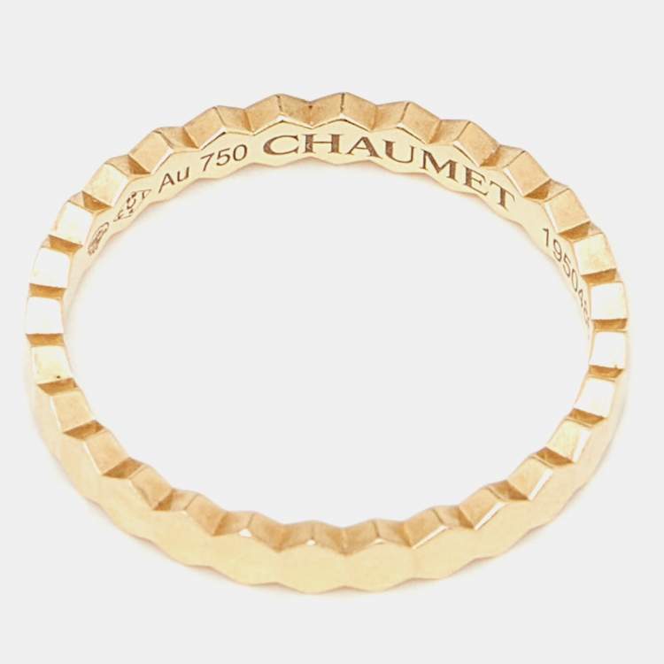 Pre Owned Chaumet Bee My Love 18k Yellow Gold Band Ring Size 51