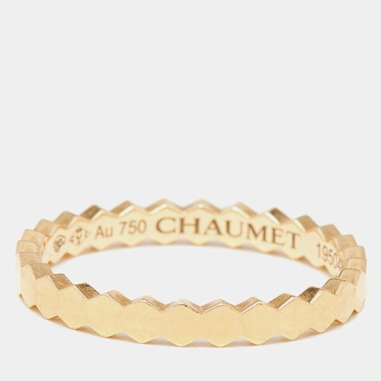 Pre Owned Chaumet Bee My Love 18k Yellow Gold Band Ring Size 51