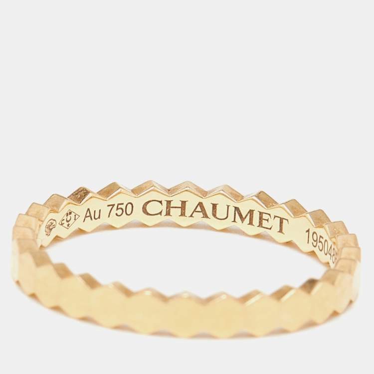 Pre Owned Chaumet Bee My Love 18k Yellow Gold Band Ring Size 51