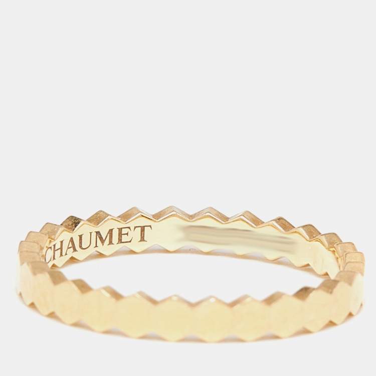 Pre Owned Chaumet Bee My Love 18k Yellow Gold Band Ring Size 51