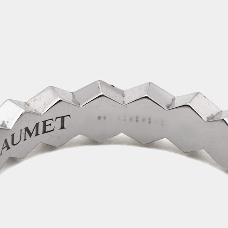 Pre Owned Chaumet Bee My Love 3 Diamond 18k White Gold Ring Size 50