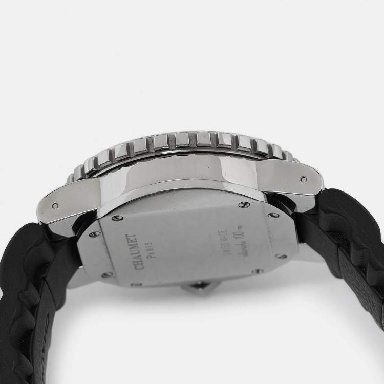 Pre Owned Chaumet Mother Of Pearl Diamond Stainless Steel Rubber Class One 622 Women's Wristwatch 30 mm