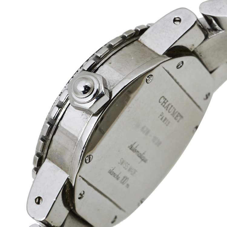 Pre Owned Chaumet Beige Stainless Steel Diamonds Class One 628 Women's Wristwatch 36MM