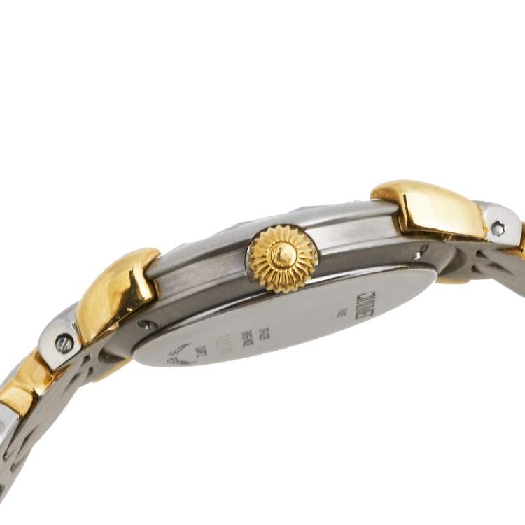 Pre Owned Chaumet White 18K Yellow Gold Stainless Steel Women's Wristwatch 25 mm