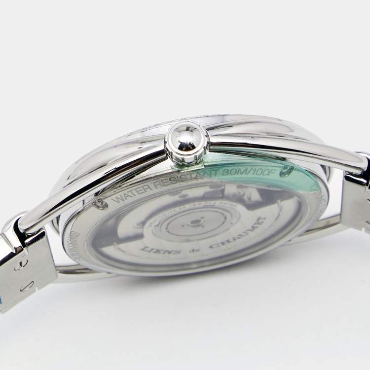 Pre Owned Chaumet Silver Mother Of Pearl Stainless Steel Diamond Montre Liens Lumiere 2214 Women's Wristwatch 34 mm