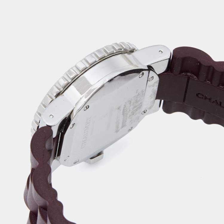 Pre Owned Chaumet Mother of Pearl Diamond Stainless Steel Rubber Class One 622 Women's Wristwatch 33 mm