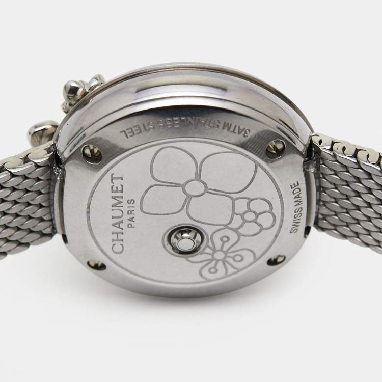 Pre Owned Chaumet Green Stainless Steel Diamond Hortensia Eden W83880-001 Women's Wristwatch 22 mm  