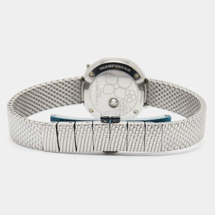 Pre Owned Chaumet Green Stainless Steel Diamond Hortensia Eden W83880-001 Women's Wristwatch 22 mm  