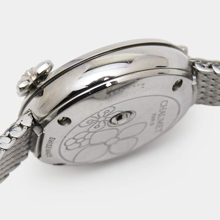 Pre Owned Chaumet Green Stainless Steel Diamond Hortensia Eden W83880-001 Women's Wristwatch 22 mm  