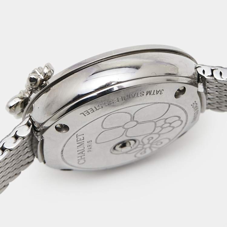Pre Owned Chaumet Green Stainless Steel Diamond Hortensia Eden W83880-001 Women's Wristwatch 22 mm  