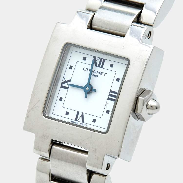 مملوكة مسبقًا Chaumet White Stainless Steel Women's Wristwatch 21 mm