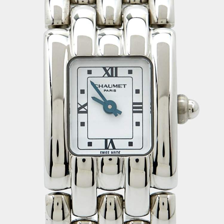 Pre Owned Chaumet White Stainless Steel Khesis 99340-040 Women's Wristwatch 17 mm