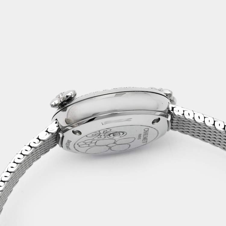 Pre Owned Chaumet Green Stainless Steel Diamond Hortensia Eden W83880-001 Women's Wristwatch 22 mm  