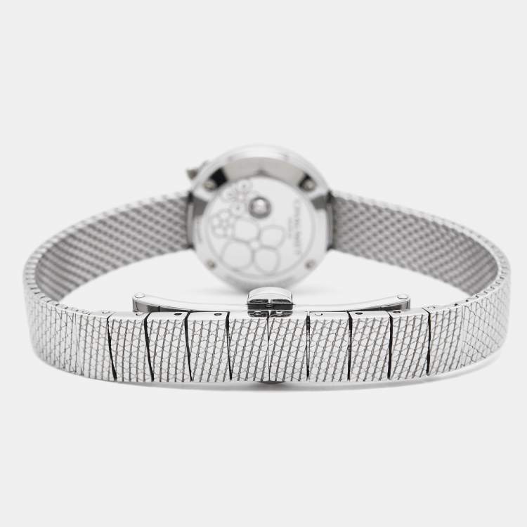 Pre Owned Chaumet White Stainless Steel Diamond Hortensia W20611-20W Women's Wristwatch 22.40 mm