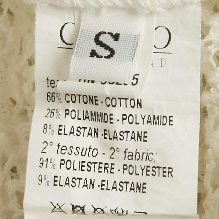 Pre Owned Chio White Stretch Crochet Ruffled Sheer Maxi Dress S