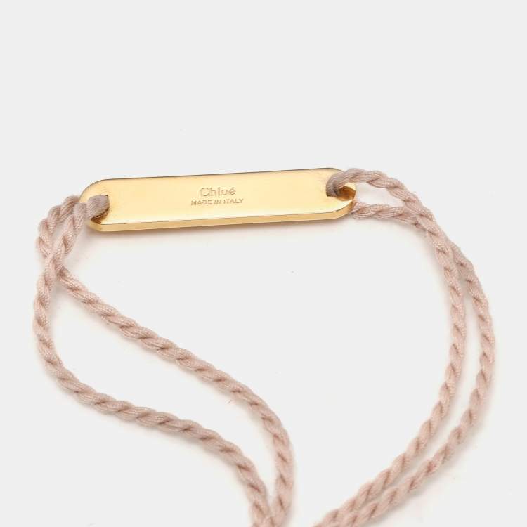 Pre Owned Chloé Beige Rope Love Plaque Bracelet