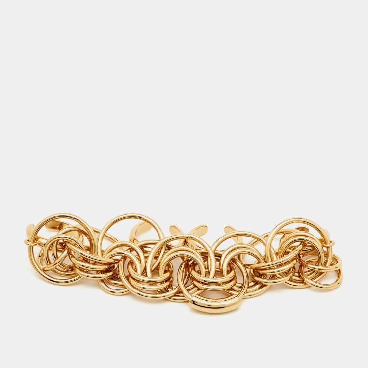 Pre Owned Chloé Reese Gold Tone Multi Finger Cocktail Ring Size 52