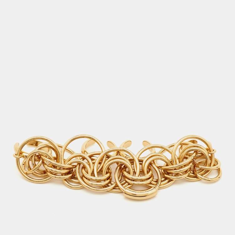 Pre Owned Chloé Reese Gold Tone Multi Finger Cocktail Ring Size 52